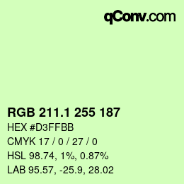 カラーコード: RGB 211.1 255 187 | qconv.com