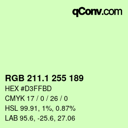カラーコード: RGB 211.1 255 189 | qconv.com