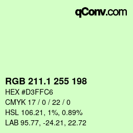 カラーコード: RGB 211.1 255 198 | qconv.com