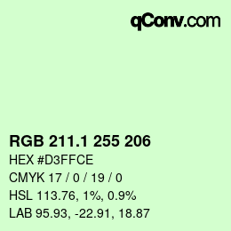 カラーコード: RGB 211.1 255 206 | qconv.com