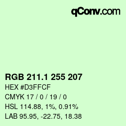 カラーコード: RGB 211.1 255 207 | qconv.com