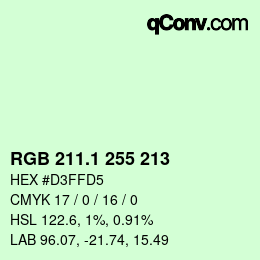 カラーコード: RGB 211.1 255 213 | qconv.com