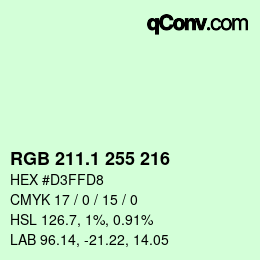 カラーコード: RGB 211.1 255 216 | qconv.com