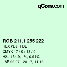 カラーコード: RGB 211.1 255 222 | qconv.com
