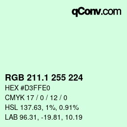 Color code: RGB 211.1 255 224 | qconv.com