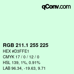 Color code: RGB 211.1 255 225 | qconv.com