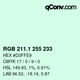 Color code: RGB 211.1 255 233 | qconv.com
