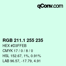 Color code: RGB 211.1 255 235 | qconv.com
