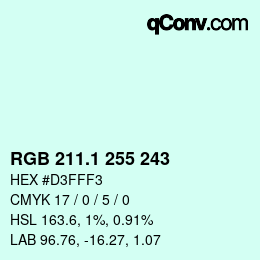 Farbcode: RGB 211.1 255 243 | qconv.com