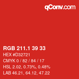 カラーコード: RGB 211.1 39 33 | qconv.com