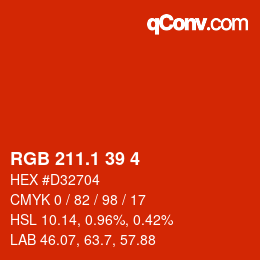 カラーコード: RGB 211.1 39 4 | qconv.com