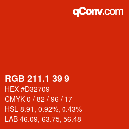カラーコード: RGB 211.1 39 9 | qconv.com