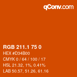カラーコード: RGB 211.1 75 0 | qconv.com