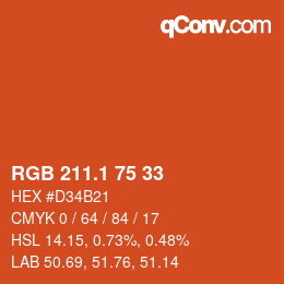 カラーコード: RGB 211.1 75 33 | qconv.com