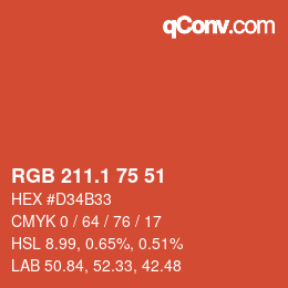 カラーコード: RGB 211.1 75 51 | qconv.com