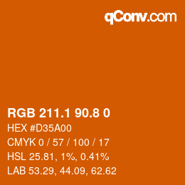 Color code: RGB 211.1 90.8 0 | qconv.com