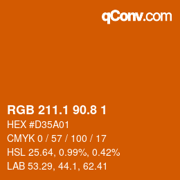 Color code: RGB 211.1 90.8 1 | qconv.com