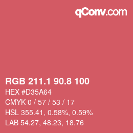 カラーコード: RGB 211.1 90.8 100 | qconv.com