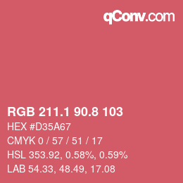 カラーコード: RGB 211.1 90.8 103 | qconv.com