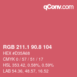 カラーコード: RGB 211.1 90.8 104 | qconv.com