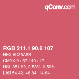 カラーコード: RGB 211.1 90.8 107 | qconv.com