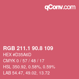 カラーコード: RGB 211.1 90.8 109 | qconv.com