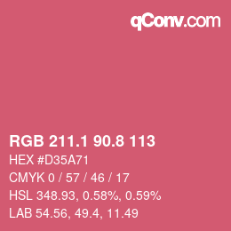 カラーコード: RGB 211.1 90.8 113 | qconv.com