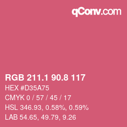 カラーコード: RGB 211.1 90.8 117 | qconv.com