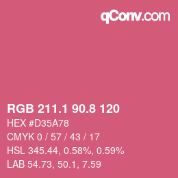 カラーコード: RGB 211.1 90.8 120 | qconv.com