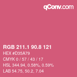 カラーコード: RGB 211.1 90.8 121 | qconv.com