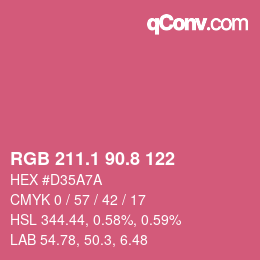 カラーコード: RGB 211.1 90.8 122 | qconv.com