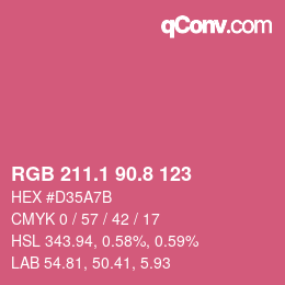カラーコード: RGB 211.1 90.8 123 | qconv.com