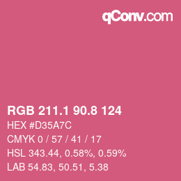 カラーコード: RGB 211.1 90.8 124 | qconv.com