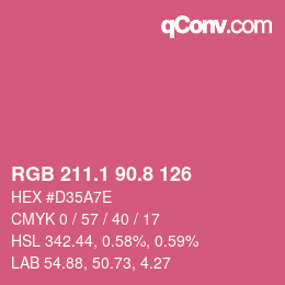 カラーコード: RGB 211.1 90.8 126 | qconv.com