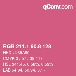 カラーコード: RGB 211.1 90.8 128 | qconv.com