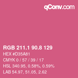 カラーコード: RGB 211.1 90.8 129 | qconv.com