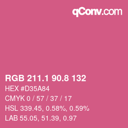 カラーコード: RGB 211.1 90.8 132 | qconv.com