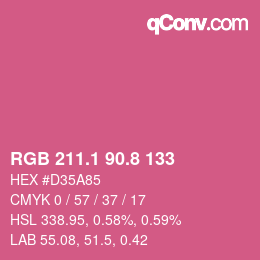 カラーコード: RGB 211.1 90.8 133 | qconv.com