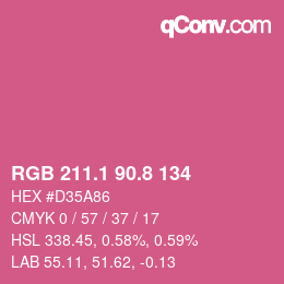 カラーコード: RGB 211.1 90.8 134 | qconv.com