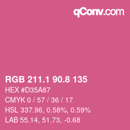 カラーコード: RGB 211.1 90.8 135 | qconv.com