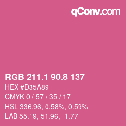 カラーコード: RGB 211.1 90.8 137 | qconv.com