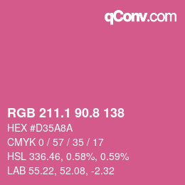 カラーコード: RGB 211.1 90.8 138 | qconv.com
