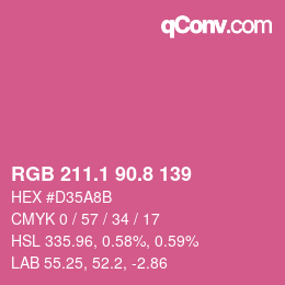 カラーコード: RGB 211.1 90.8 139 | qconv.com