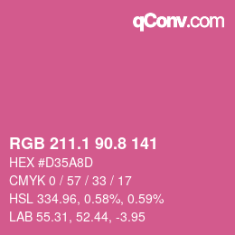 カラーコード: RGB 211.1 90.8 141 | qconv.com