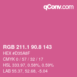 カラーコード: RGB 211.1 90.8 143 | qconv.com
