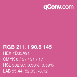 カラーコード: RGB 211.1 90.8 145 | qconv.com