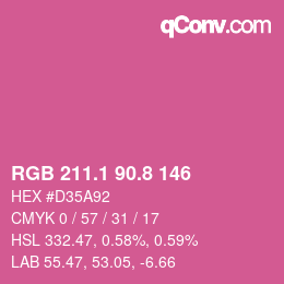 カラーコード: RGB 211.1 90.8 146 | qconv.com