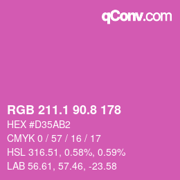 カラーコード: RGB 211.1 90.8 178 | qconv.com