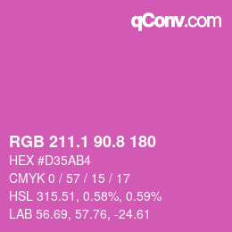 カラーコード: RGB 211.1 90.8 180 | qconv.com