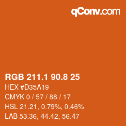 Farbcode: RGB 211.1 90.8 25 | qconv.com